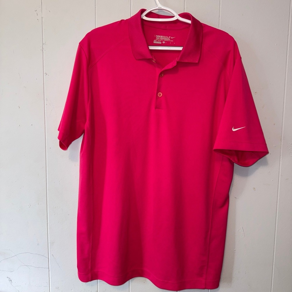 Nike Golf Dri-FIT Polo Shirt Mens Large Pink Short Sleeve 509167-650
